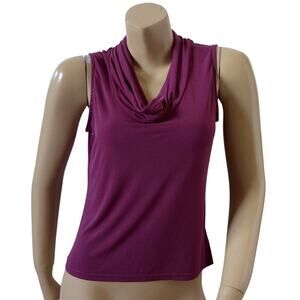 George Stretch Womens Small 4-6 Wine Sleeveless Cowl Neck Tank Top Blouse Work